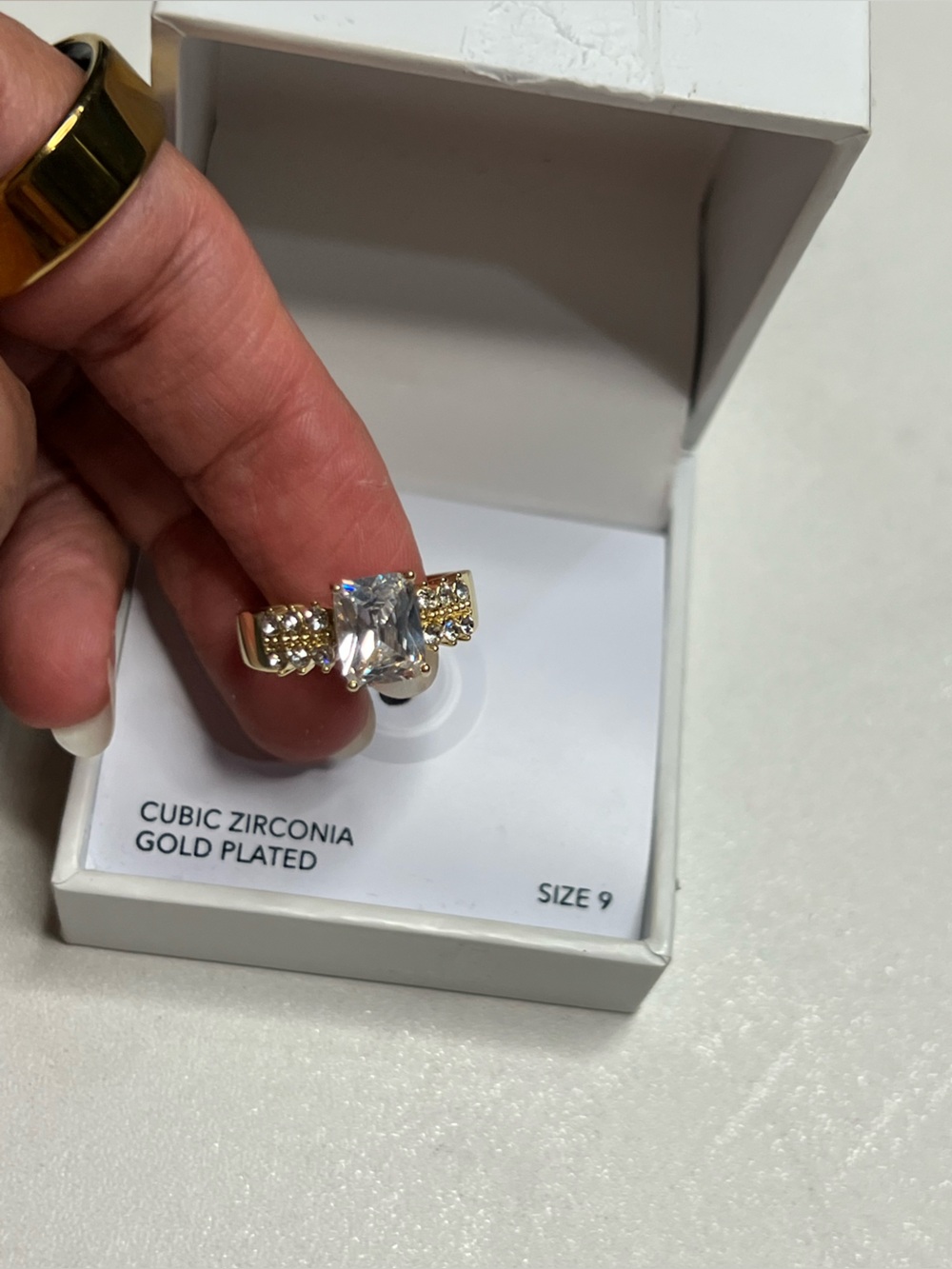 Charter Club Gold-Plated Cubic Zirconia Ring with Clear Center Stone